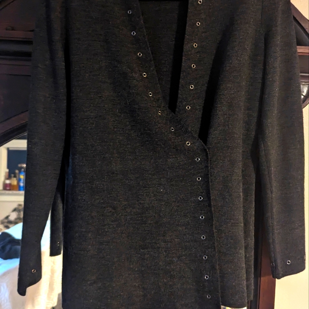 Adrianne Pappel vintage wool sweater dark grey.